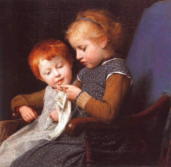 Albert Anker The Little Knitters